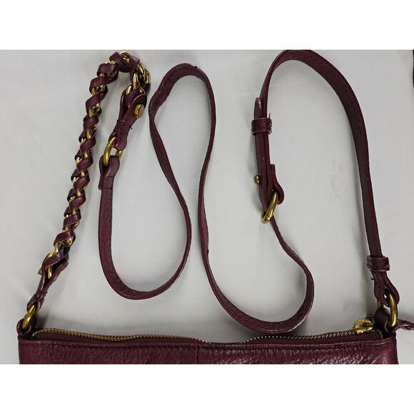 ELLIOTT LUCCA WOMEN'S GWEN BURGANDY PEBBLED LEATHER SHOULDER CROSSBODY BAG - Picture 5 of 15